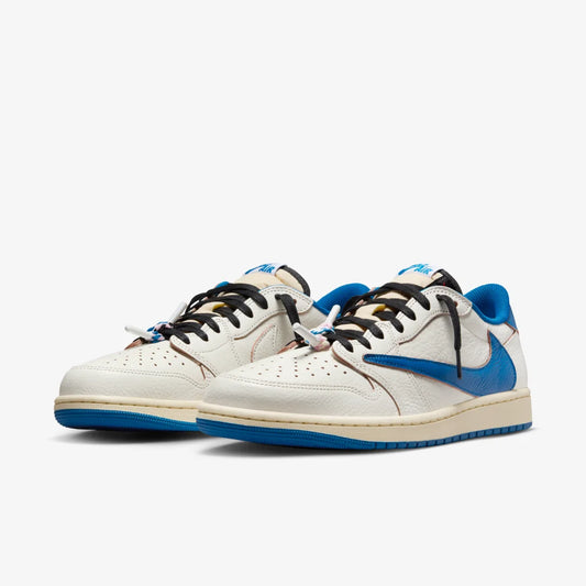 Air Jordan 1 Retro Low OG SP Fragment x Travis Scott – Sail / Bleu Militaire