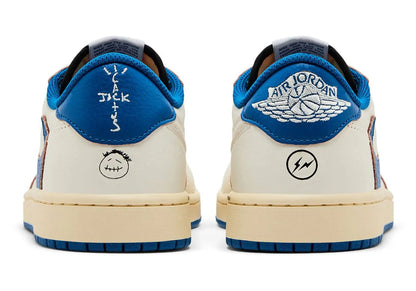 Air Jordan 1 Retro Low OG SP Fragment x Travis Scott – Sail / Bleu Militaire